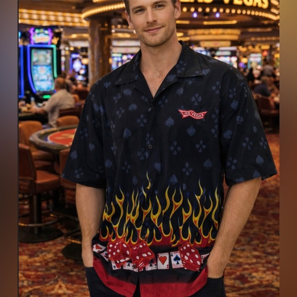Black Flame Poker Shirt Las Vegas Casino